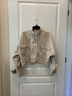 Sincerely Jules Beige Cropped Utility Jacket